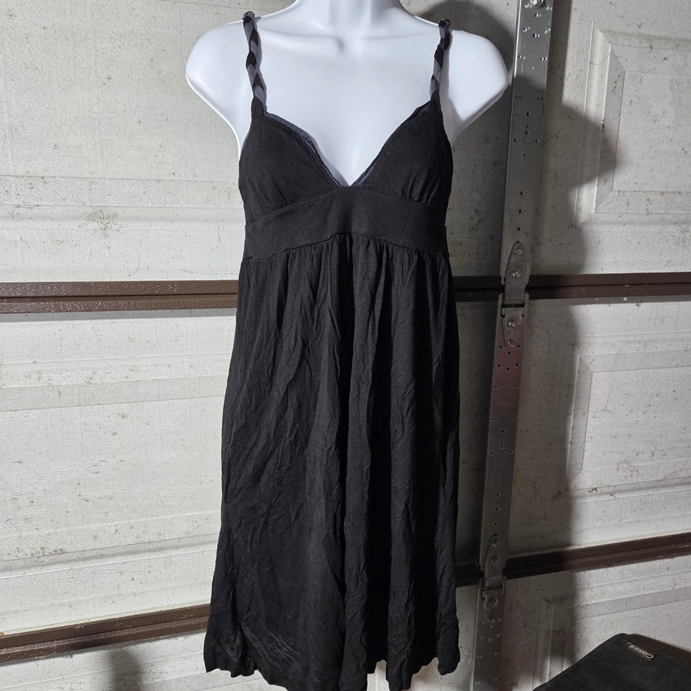 Armani Exchange AX Black Empire Waist Mini Dress Braided Straps Size M